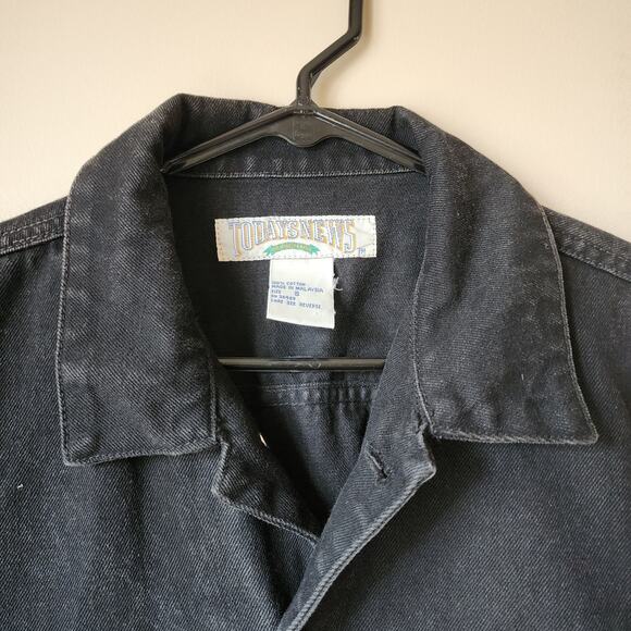 Vtg Todays News Denim Jean Jacket Mens Size Small Black Button Up Ghost Dance - Picture 3 of 13